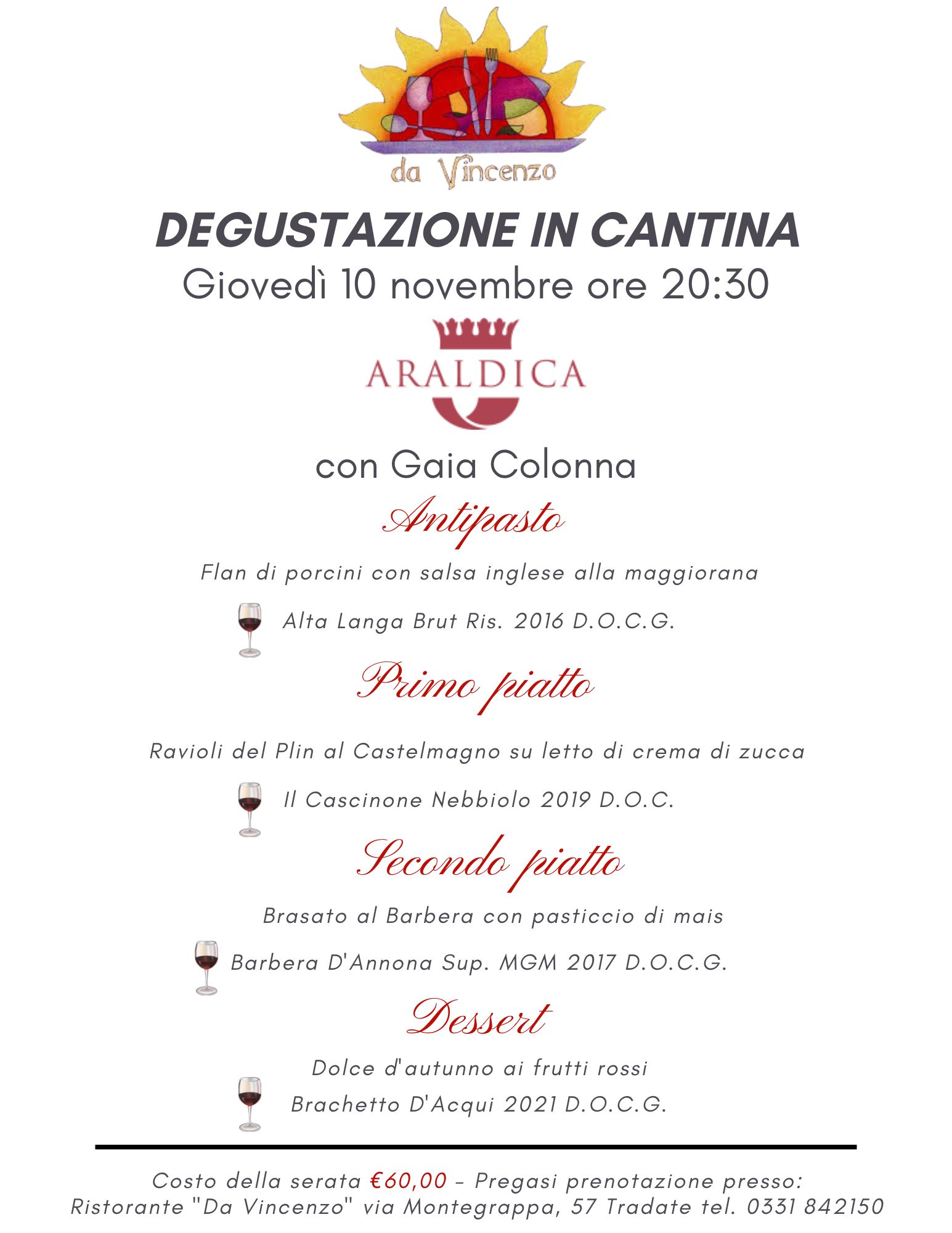 DEGUSTAZIONE IN CANTINA GIOVEDI 10 NOVEMBRE ORE 20:30